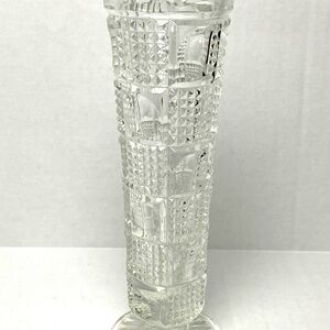 Elegant Vintage Cut Glass Vase - 8”